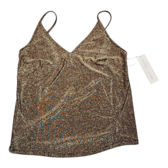 bishop + young Tops - Bishop + Young Anthro Elegant Gold Glittery V-neck Tank Top Size Small NWT